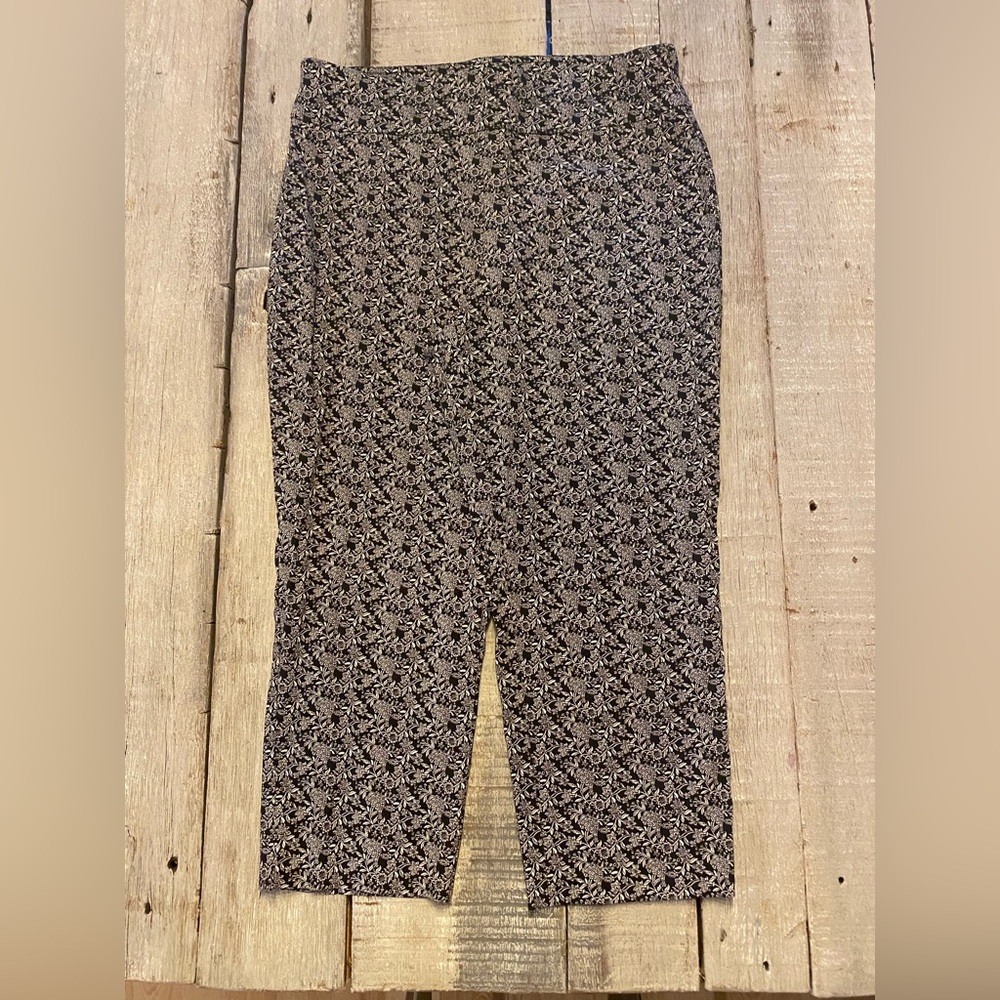 Black and white floral pattern pants.